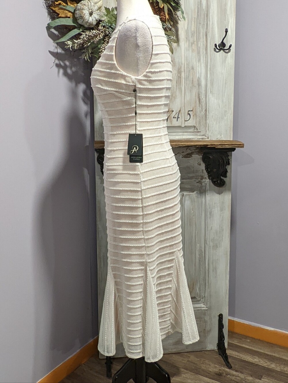 NWT Adriana Papell Knit Stripe Midi Trumpet Dress - Picture 5 of 13